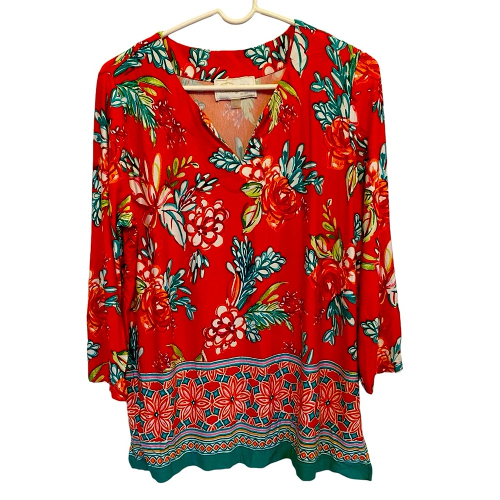 Pappagallo knit tunic floral
